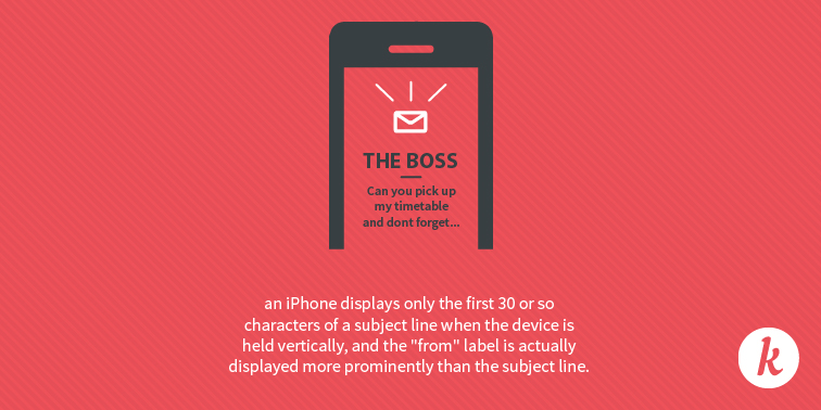 an iPhone displays only the first 30 characters of a subject line.