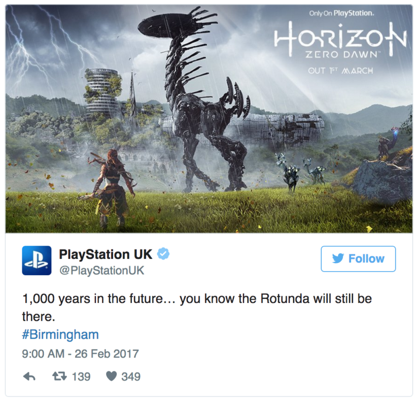 An example of local marketing on Twitter by Playstation UK
