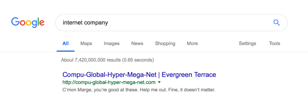 example of a poorly optimised Google snippet