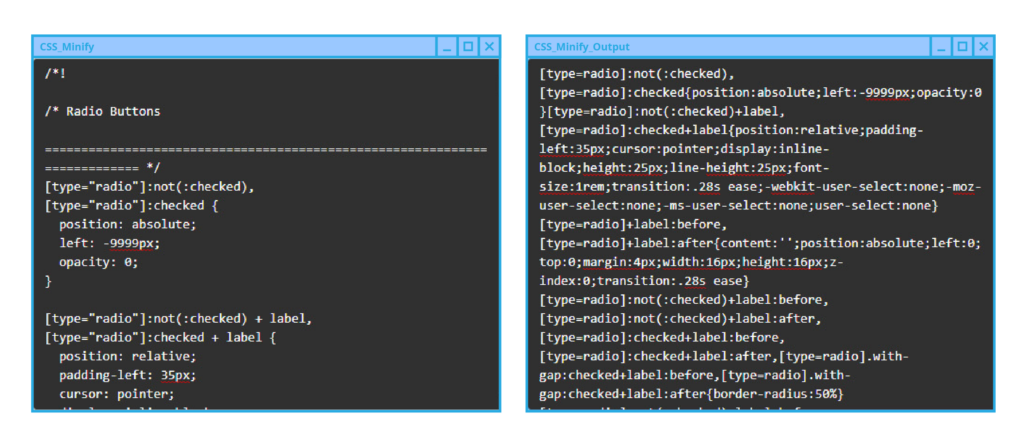 visual example of how to Improve your rankings with minified css files