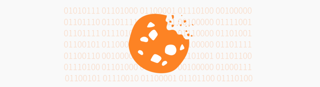 Cookie graphic with random binary code in the background - banner sized
