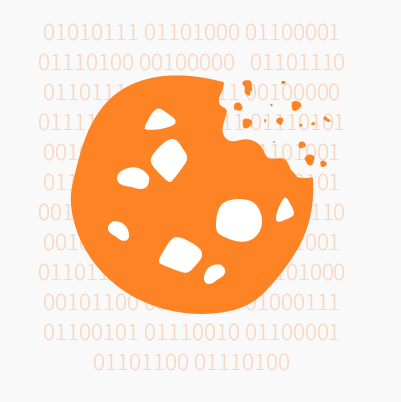 Cookie graphic with random binary code in the background