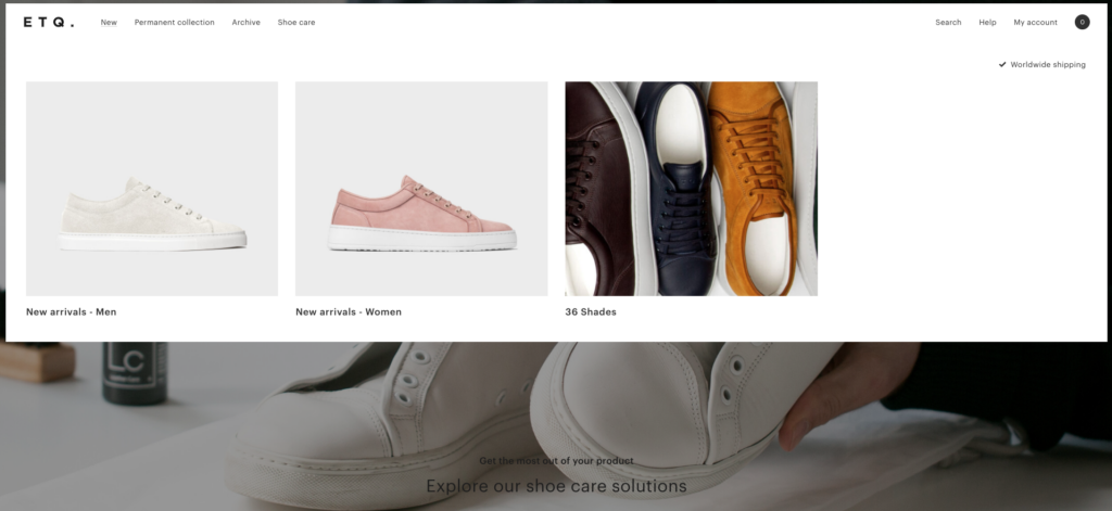 screenshot of ETQ's homepage