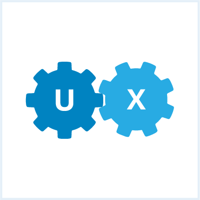 user experience icon with gears